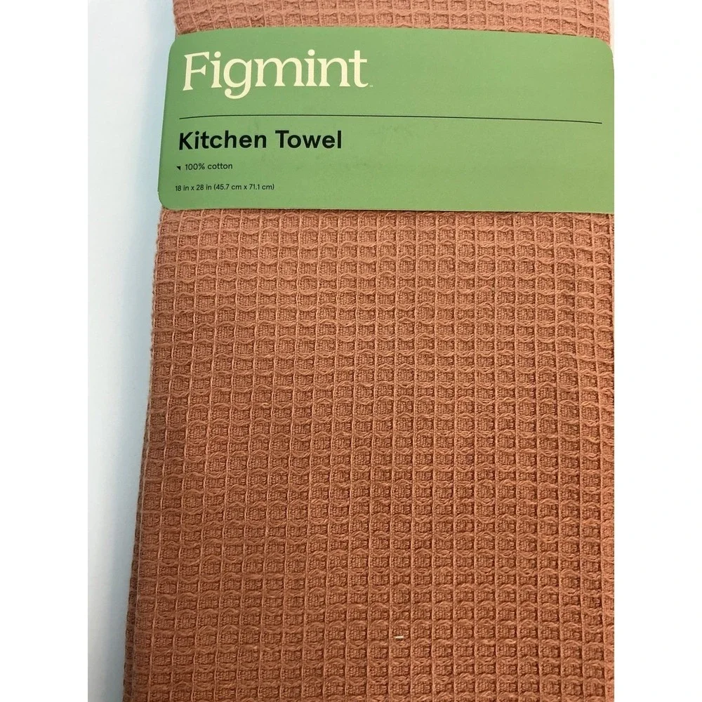 2 Pack Figmint Kitchen Towel Orange Brown 100%‎ Cotton Waffle Weave 18x28 New